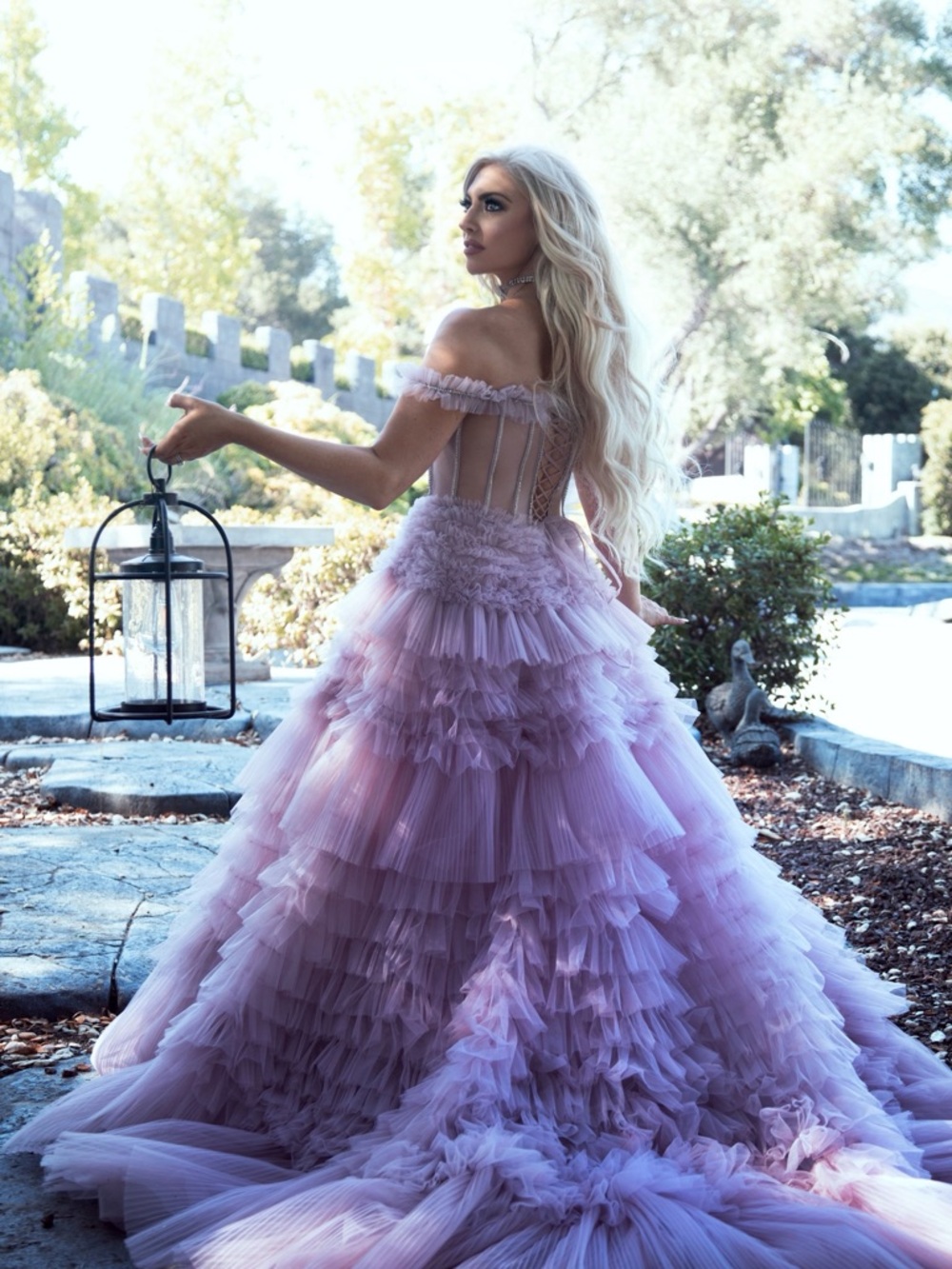 Andre and Leo Lavender Ruffled Tulle Gown with Corset Bodice - Picture 8 of 12